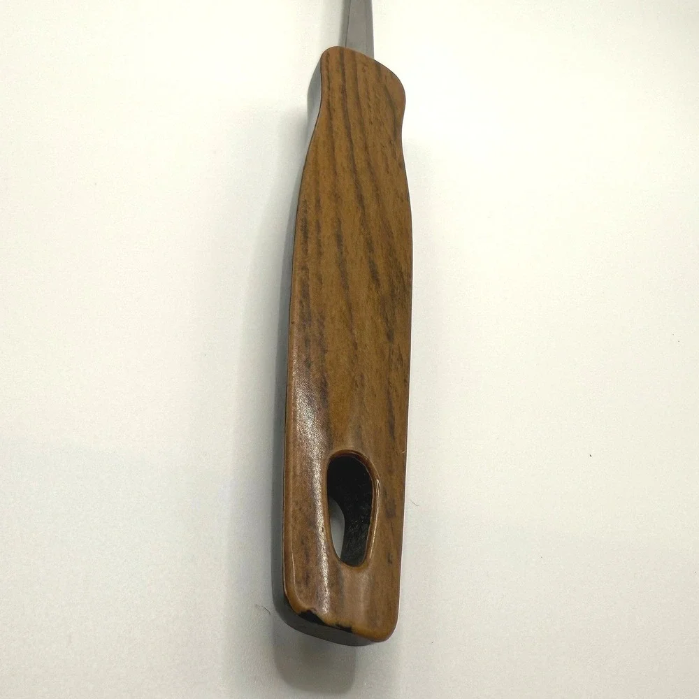 Vintage Ekco Stainless Steel Serving Spoon Faux Wood‎ Grain Handle Made in USA